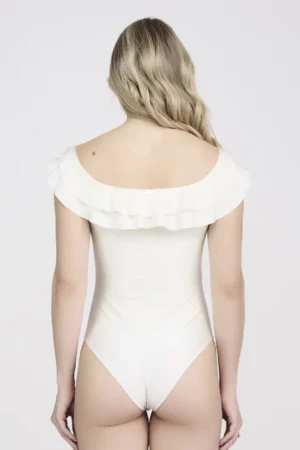 Maiô ombro a ombro off white com bojo removível