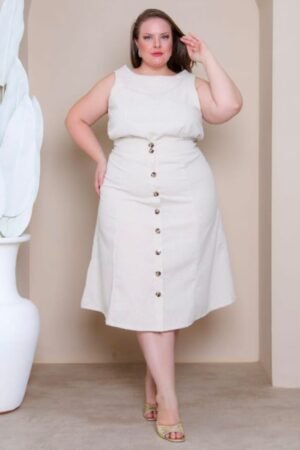 Conjunto linho saia e blusa plus size