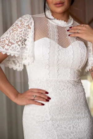 Vestido longo noiva manga flare