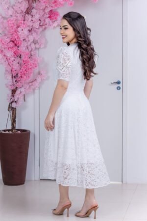 Vestido midi noiva renda
