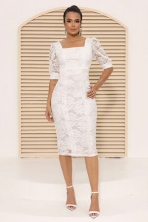 Vestido tubinho midi noiva