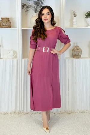 Vestido midi com cinto