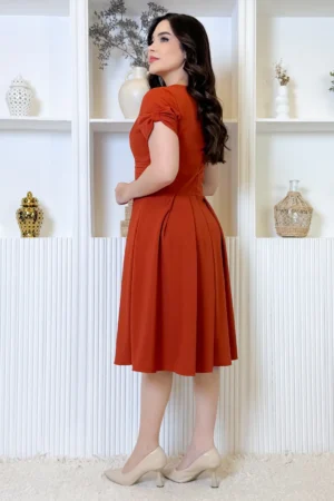 Vestido midi manga laço