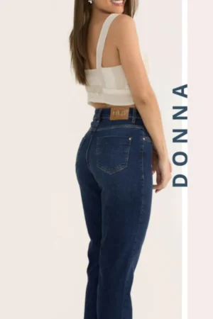 Calça jeans reta escura divero