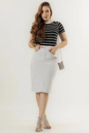 Saia jeans branca