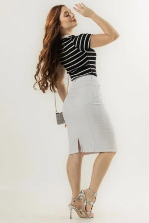 Saia jeans branca