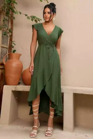 Vestido envelope manga curta