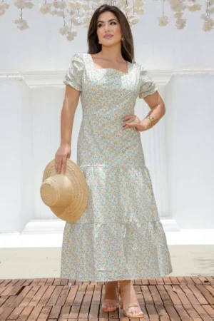 Vestido max midi estampa floral