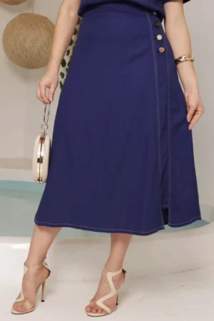 Saia midi com pedrinhas