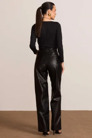 Calça wide leg resinada