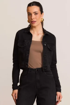 Jaqueta cropped preta